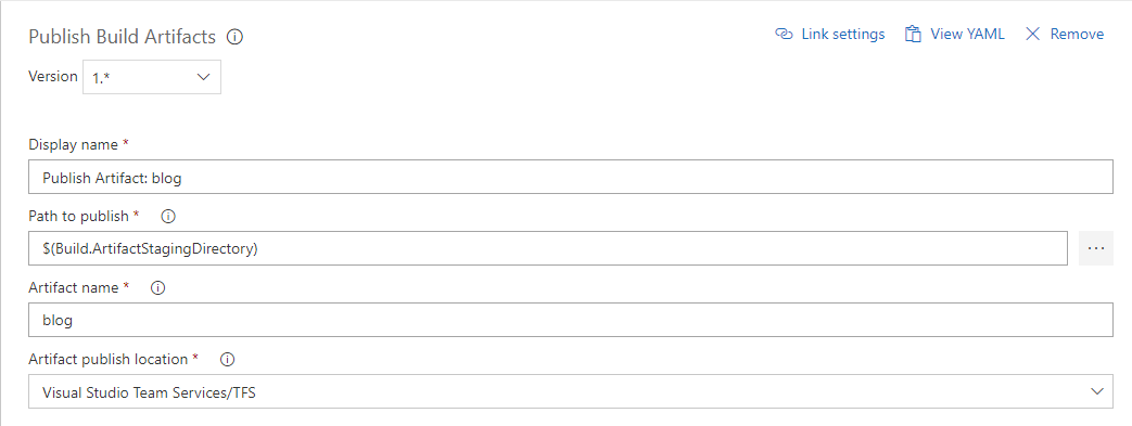 publish build artifact